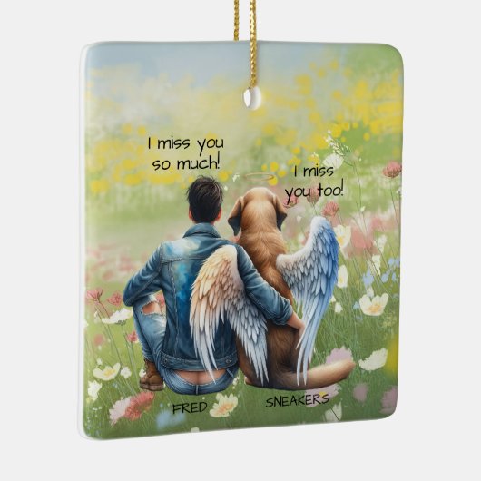 男と男の犬の記念碑 セラミックオーナメント (右)