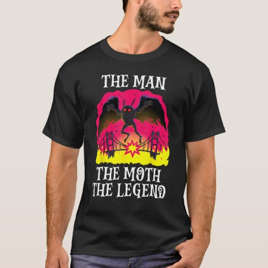 男と蛾の伝説のモットマン民俗伝説クリープ Tシャツ (正面)