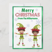 男のおもしろい子の小妖精や小人カスタム子供の写真メリークリスマス シーズンカード (正面)