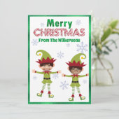 男のおもしろい子の小妖精や小人カスタム子供の写真メリークリスマス シーズンカード (スタンド正面)