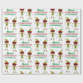 男のおもしろい子の小妖精や小人カスタム子供の写真メリークリスマス ラッピングペーパー (フラット)