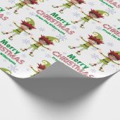 男のおもしろい子の小妖精や小人カスタム子供の写真メリークリスマス ラッピングペーパー (角)