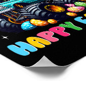 男のおもしろい子ハッピーイースターモンスタートラックイースターエッグ ポスター (角)