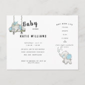 男のおもしろい子ライフベイビーシャワー招待状 案内ポストカード (正面)