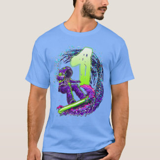 男のおもしろい子1歳の誕生日の宇宙飛行士サーフェ Tシャツ