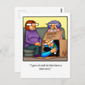 男のおもしろい洞窟ユーモアの後置 ポストカード (正面/裏面)