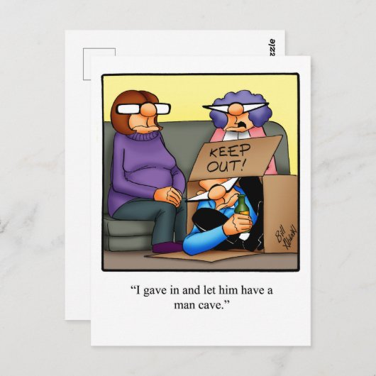 男のおもしろい洞窟ユーモアの後置 ポストカード (正面/裏面)