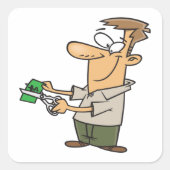 男のお金を切り取る正方形ステッカー スクエアシール (正面)