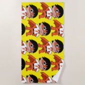 男のすごい子のアクションヒーロー ビーチタオル (正面)