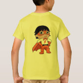 男のすごい子のアクションヒーロー Tシャツ (裏面)