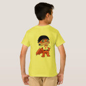 男のすごい子のアクションヒーロー Tシャツ (裏面フル)