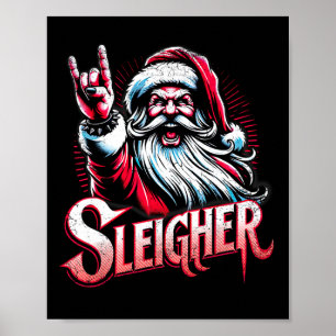 男のためのヘヴィメタル・クリスマス・スレイガー・ヘイル・サンタ ポスター