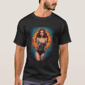 男のための美しいグラフィックワインと女性のイメージ Tシャツ (正面)