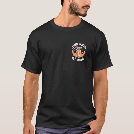 男のための面白い猫のミーム 悪い奴だって悲しい時はある Tシャツ (正面)