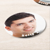 男のための21歳の誕生日の写真こんにちは21 ラウンドペーパーコースター (アングル)