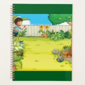 男のよくはしゃぐ子の走が緑豊かな裏庭に プランナー手帳 (正面)
