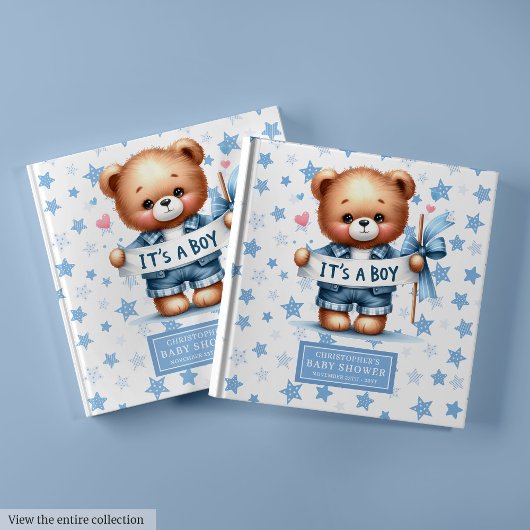 男のよくはしゃぐ子テディベアのゲストブック記念のアイテム ゲストブック