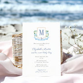 男のエレガント子のための青い沿岸モノグラム赤ちゃんシャワー 招待状