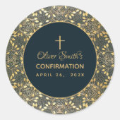 男のエレガント子の確認ヴィンテージ離れ金ゴールド青 ラウンドシール (正面)