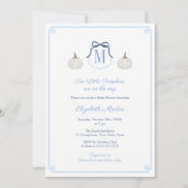 男のエレガント子の赤ちゃんシャワーの途中でツインカボチャ 招待状 (正面)