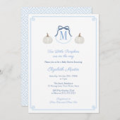 男のエレガント子の赤ちゃんシャワーの途中でツインカボチャ 招待状 (正面/裏面)