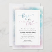 男のエレガント子または女の子の冬の雪片のジェンダーの明かす 招待状 (正面)