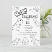 男のカスタム子と女の子のための恐竜を着色 | 招待状 (スタンド正面)