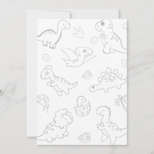 男のカスタム子と女の子のための恐竜を着色 | 招待状 (裏面)
