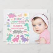 男のカスタム子と女の子のための編集可能なDinoパーティーカード シーズンカード (正面)