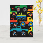 男のカッコいい子のためのモンスタントラックの輸送ギフト カード (黄色い花)