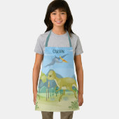 男のカッコいい子の恐竜の愛好家の名前を追加 エプロン (インサイチュ)