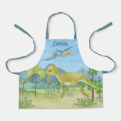 男のカッコいい子の恐竜の愛好家の名前を追加 エプロン (正面)