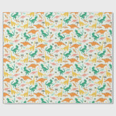 男のカラフル子かわいい恐竜Tレックス子供の誕生日 ラッピングペーパー (フラット)