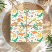 男のカラフル子かわいい恐竜Tレックス子供の誕生日 ラッピングペーパー