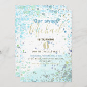 男のカラフル子の誕生日パーティーの招待状 案内状 (正面/裏面)