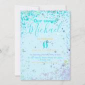 男のカラフル子の誕生日パーティーの招待状 案内状 (正面)