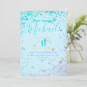 男のカラフル子の誕生日パーティーの招待状 案内状 (スタンド正面)