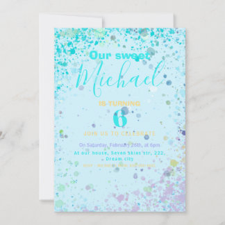 男のカラフル子の誕生日パーティーの招待状 案内状