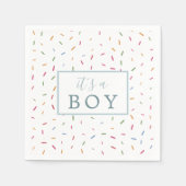 男のカラフル子の赤ちゃんシャワー紙 スタンダードカクテルナプキン (正面)