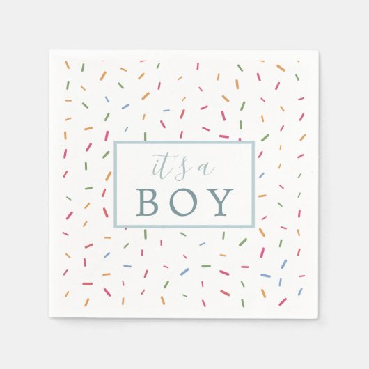 男のカラフル子の赤ちゃんシャワー紙 スタンダードカクテルナプキン (正面)