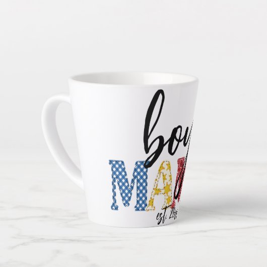 男のカラフル子ママEST日付国ロデオ母 カフェラテマグ (左アングル)