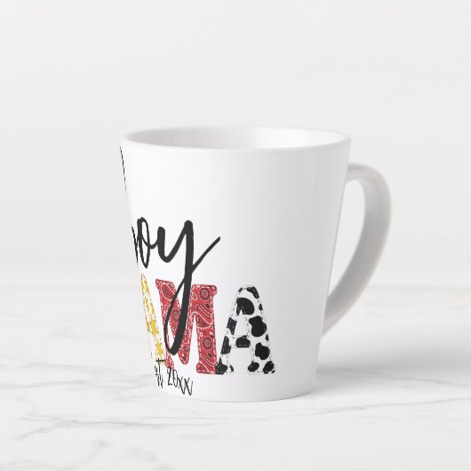 男のカラフル子ママEST日付国ロデオ母 カフェラテマグ (右アングル)