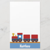 男のカラフル子用のかわいいおもちゃの電車 便箋 (正面)