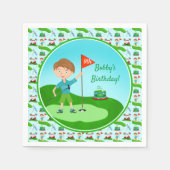 男のクール子のゴルフをテーマにした誕生日パーティー スタンダードカクテルナプキン (正面)