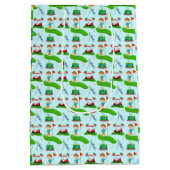 男のクール子のゴルフをテーマにした誕生日パーティー ミディアムペーパーバッグ (裏面)