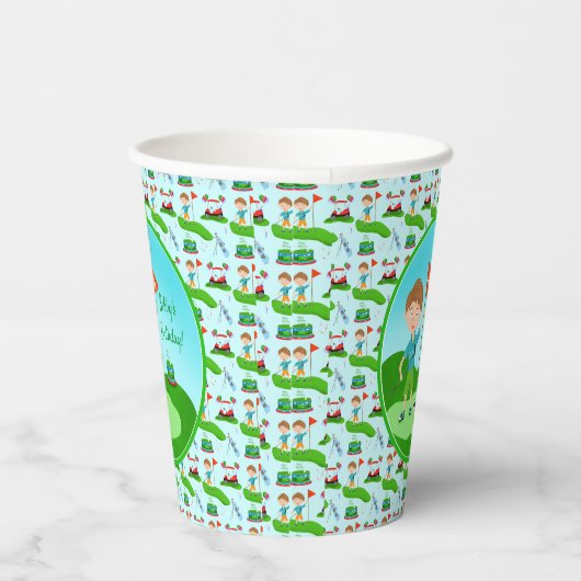 男のクール子のゴルフをテーマにした誕生日パーティー 紙コップ (右)