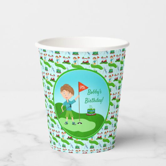 男のクール子のゴルフをテーマにした誕生日パーティー 紙コップ