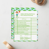 男のクール子のゴルフ誕生日パーティスコアカード ノートカード (正面/裏面インサイチュ)