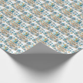 男のクール子のタイルの赤ちゃんシャワーパターン ラッピングペーパー (角)
