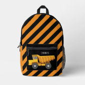 男のクール子の建築ダンプトラック名を追加 プリントバックパック (正面)